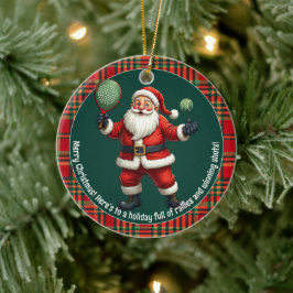 🎾🎄カスタムテキスト デッキ・ザ・コート セラミックオーナメント