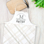 カスタムテキスト | ベージュホワイトバッファロープリッドモノグラム エプロン