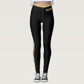カスタムテキスト ペット 猫 モム 黒 金色 砂 ストライプ レギンス (正面)