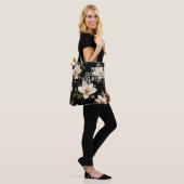 カスタムテキスト モクレンの花 シームレス パターン トートバッグ (モデル)