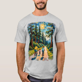 カスタムテキスト レッドウッドの森 ファミリーサイクリング カラフル Tシャツ