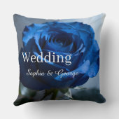 カスタムテキスト - ロマンチックブルーローズフラワープレゼント クッション (裏面)