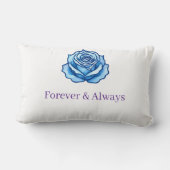 カスタムテキスト - ロマンチックブルーローズフラワープレゼント ランバークッション (裏面)