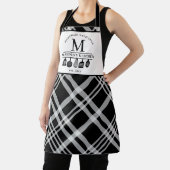 カスタムテキスト | 白黒バッファロープレイドモノグラム エプロン (インサイチュ)