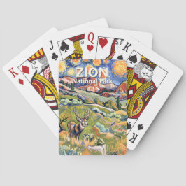 カスタムテキスト Zion アニマル シカ 色とりどりの風景 トランプ