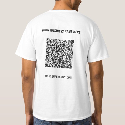 カスタムテキストQRコード ビジネスTシャツ 例 Tシャツ (裏面)