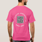 カスタムテキストQRコードTシャツのデザイン例 Tシャツ (裏面)