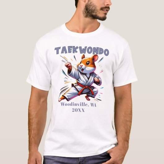 カスタムテコンドー開業医の場所日付名 Tシャツ (正面)