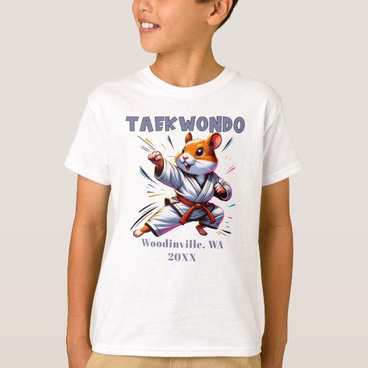 カスタムテコンドー開業医の場所日付名 Tシャツ (正面)