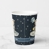 カスタムテディベア宇宙飛行士ボーイバースデーパーティー 紙コップ (右)