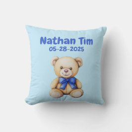カスタムテディベア男の赤ちゃん名&DOB クッション
