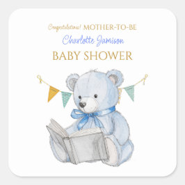 カスタムテディ・ベア読の本おめでとう スクエアシール