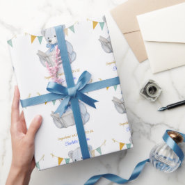 カスタムテディ・ベア読の本おめでとう ラッピングペーパー