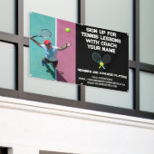 カスタムテニスのコーチ指導クラスレッスブラック 横断幕 (ビルの外側)