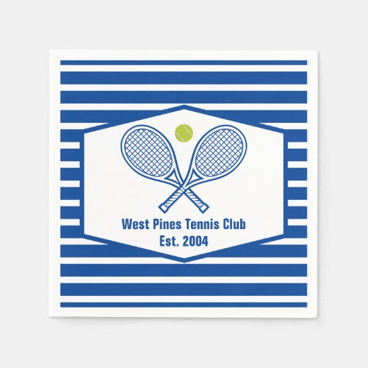 カスタムテニスカントリークラブブストライプのルー スタンダードカクテルナプキン (正面)