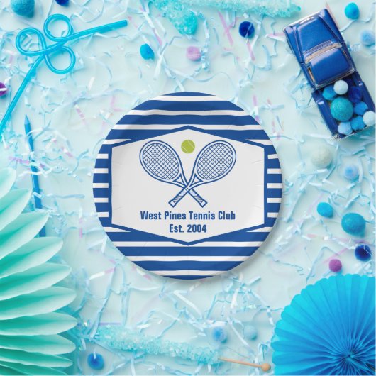 カスタムテニスカントリークラブブストライプのルー ペーパープレート (パーティー)