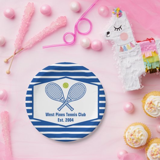カスタムテニスカントリークラブブストライプのルー ペーパープレート (パーティー)