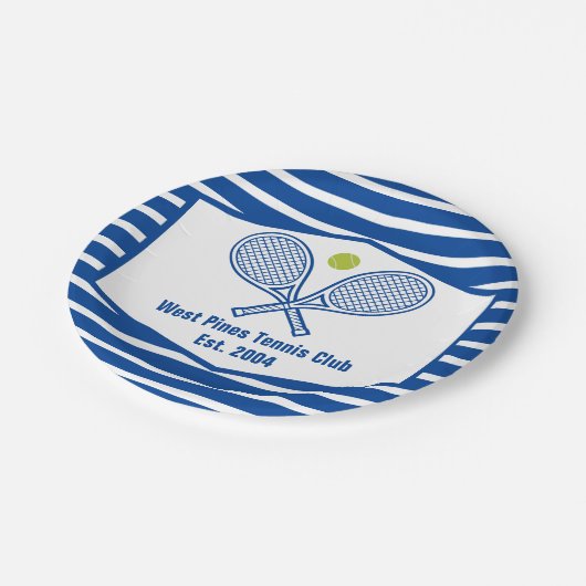 カスタムテニスカントリークラブブストライプのルー ペーパープレート (アングル)