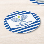 カスタムテニスカントリークラブブストライプのルー ラウンドペーパーコースター (アングル)