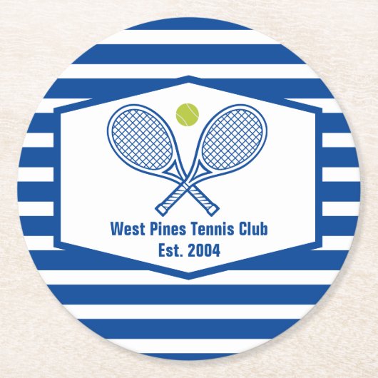 カスタムテニスカントリークラブブストライプのルー ラウンドペーパーコースター (正面)