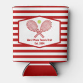 カスタムテニスカントリークラブレッドストライプの 缶クーラー (正面)
