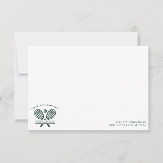 カスタムテニスクラブネームチームコーチ サンキューカード (正面)