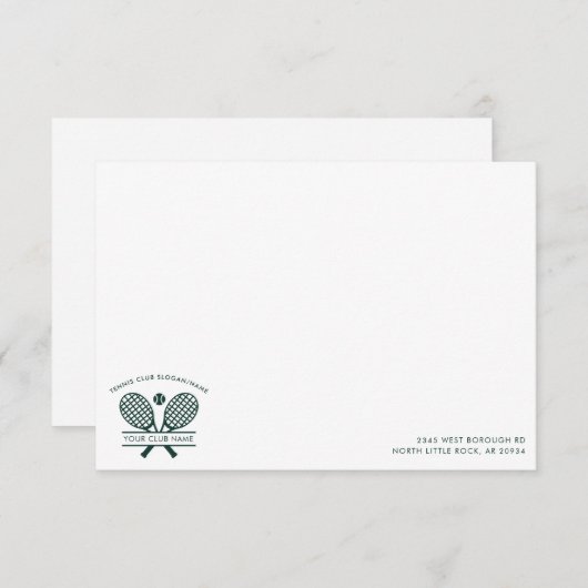 カスタムテニスクラブネームチームコーチ サンキューカード (正面/裏面)