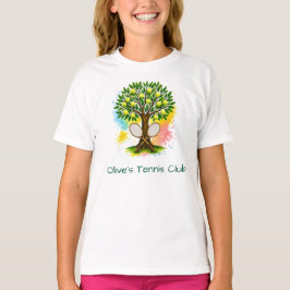 カスタムテニスクラブ レトロ水彩オリーブの木Tシャツ Tシャツ