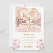 カスタムテニスラグジュアリーガールバースデー サンキューカード (正面)