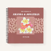 カスタムテラコッタデザイン結婚フローラズゲストブック ノートブック (正面)