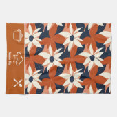 カスタムテラコッタホワイトエレガントフローラ キッチンタオル (横)