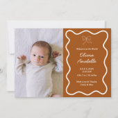 カスタムテラコッタボウウェーブボホコラージベイビー誕生 案内状 (正面)