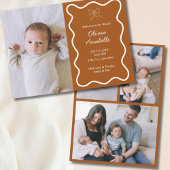 カスタムテラコッタボウウェーブボホコラージベイビー誕生 案内状