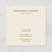 カスタムテンプレートエレガントモダン金ゴールド文字スクエア スクエア名刺 (裏面)