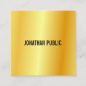 カスタムテンプレートエレガント金ゴールドルックモダン スクエア名刺 (正面)