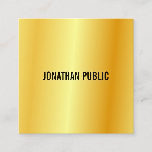 カスタムテンプレートエレガント金ゴールドルックモダン スクエア名刺 (正面)