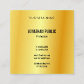 カスタムテンプレートエレガント金ゴールドルックモダン スクエア名刺 (裏面)