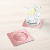 カスタムテンプレートバラ金ゴールドモノグラエレガントム スクエアペーパーコースター (インサイチュ)