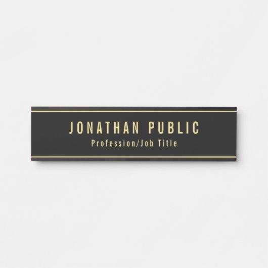 カスタムテンプレートブモダンラックおよび金ゴールドオフィス サインプレート (正面)