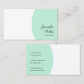 カスタムテンプレートミントエレガントグリーンホワイトモダン 名刺 (正面/裏面)