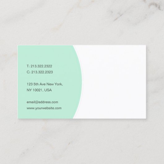 カスタムテンプレートミントエレガントグリーンホワイトモダン 名刺 (裏面)