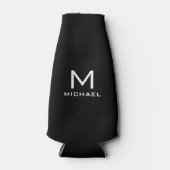 カスタムテンプレートモダン白黒モノグラム ボトルクーラー (正面)