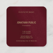 カスタムテンプレートモダン金ゴールドカラーモノグラムラグジュアリー スクエア名刺 (裏面)