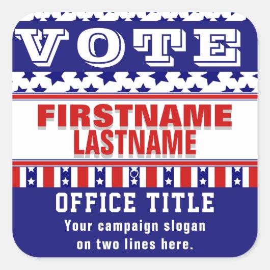 カスタムテンプレートラウンドクラシックラウンドスティック スクエアシール (正面)