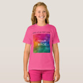 カスタムテンプレート写真文字の追加の女の子 Tシャツ (正面フル)