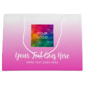 カスタムテンプレート 手書きスクリプト ロゴ ここ ピンク ラージペーパーバッグ (正面)