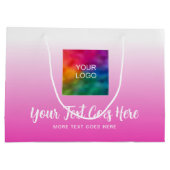 カスタムテンプレート 手書きスクリプト ロゴ ここ ピンク ラージペーパーバッグ (裏面)