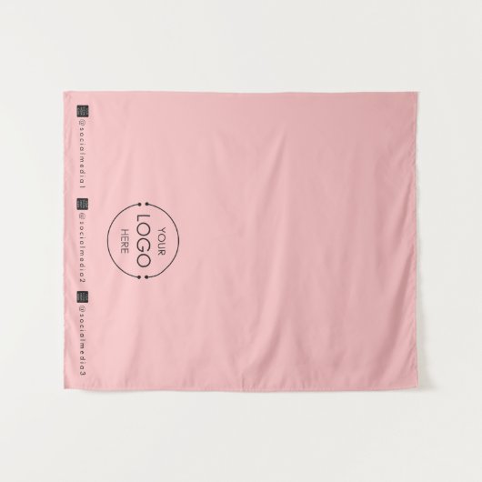 カスタムテーブルランナーバナーピンクのビジネスロゴ タペストリー (正面(横))