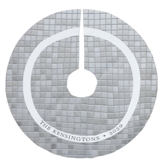 カスタムディスコをテーマにしたクリスマスツリースカート ブラッシュドポリエステルツリースカート (正面)