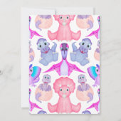 カスタムディノ水彩恐竜の女の子ベビーシャワー 招待状 (裏面)